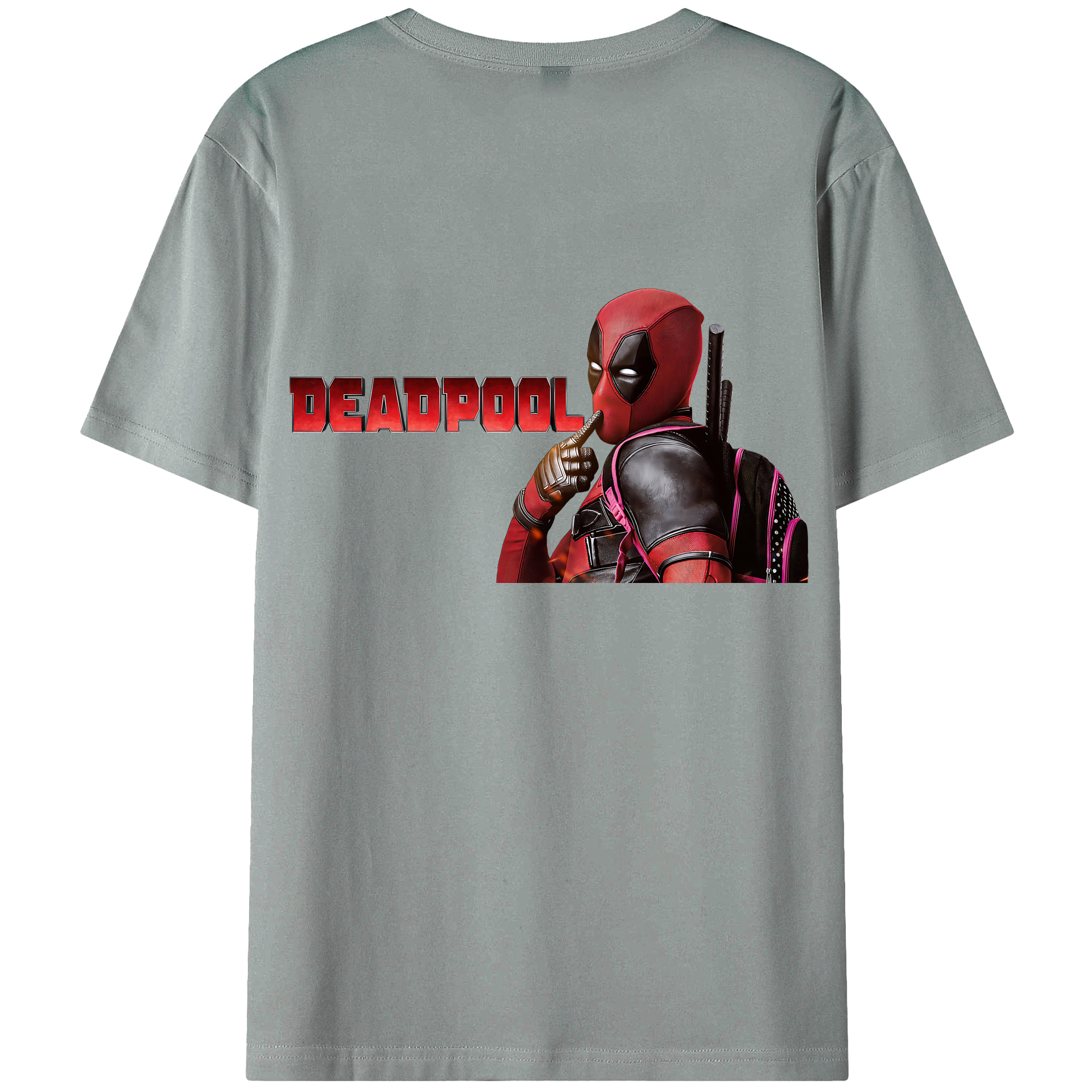 （画像用） Deadpool デッドプール 綿100％ メンズ半袖Tシャツ（バックプリント） 通気性